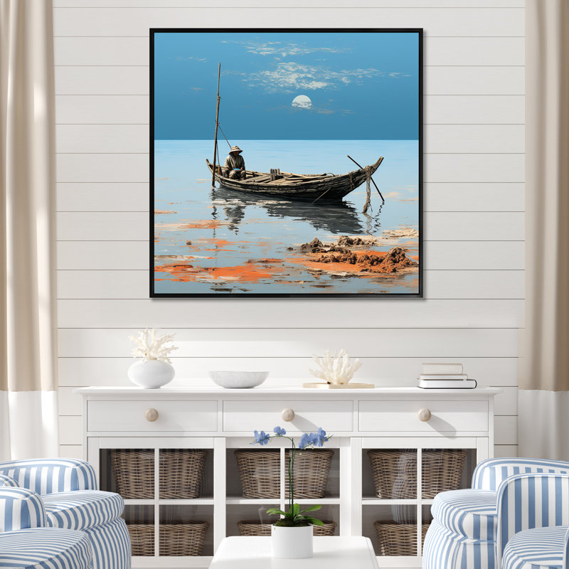 Coucher de soleil privé sur toile, H 24 po x l 24 po x P 1 po, Cadre flottant noir