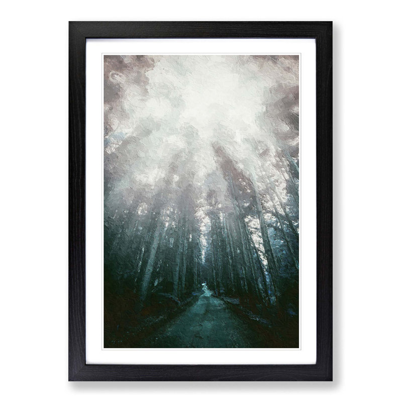 Down the Forest Path in Abstract - Picture Frame Painting Print, Black Framed, 65cm H x 48cm W x 2cm D