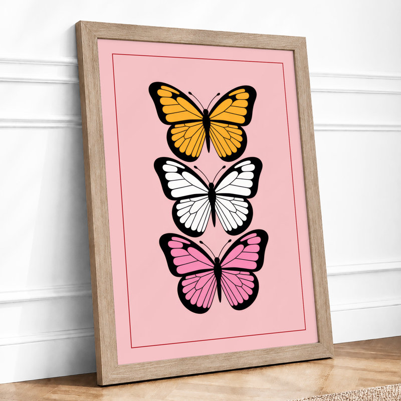 Three Butterflies Minimalist - Print, A3 - 42.0 x 29.7 cm, Oak