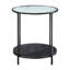 Table d'appoint 2 pièces de style moderne avec plateau en verre trempé noir et tables à structure en métal pour le salon, la base