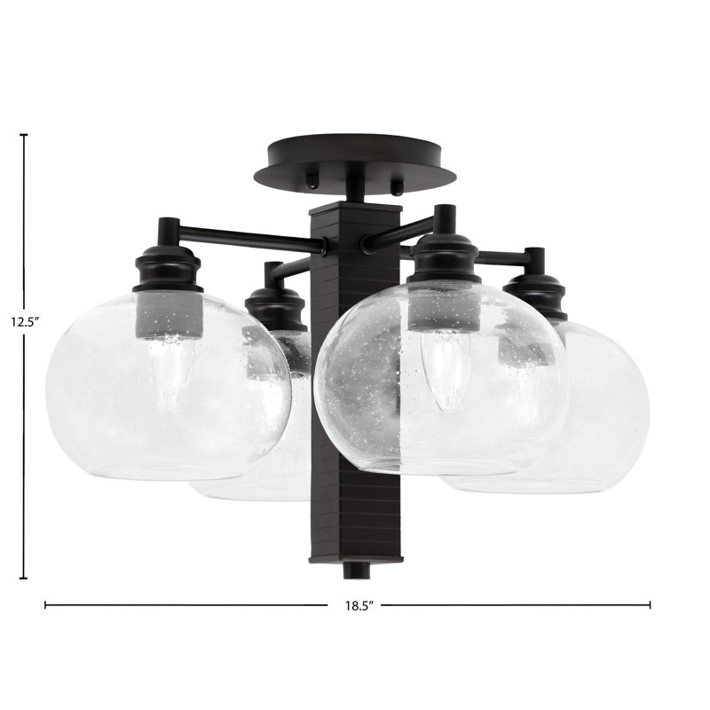 Edge 4 Light Semi-Flush Shown With 7" Clear Bubble Glass, Espresso