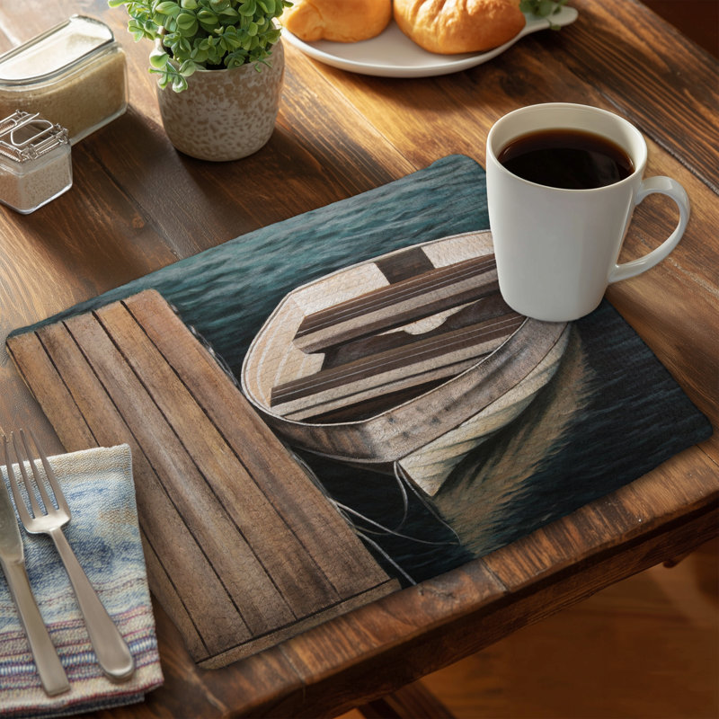 Rowboats Coastal Braided Placemat | Bedroom Decor - Polyester