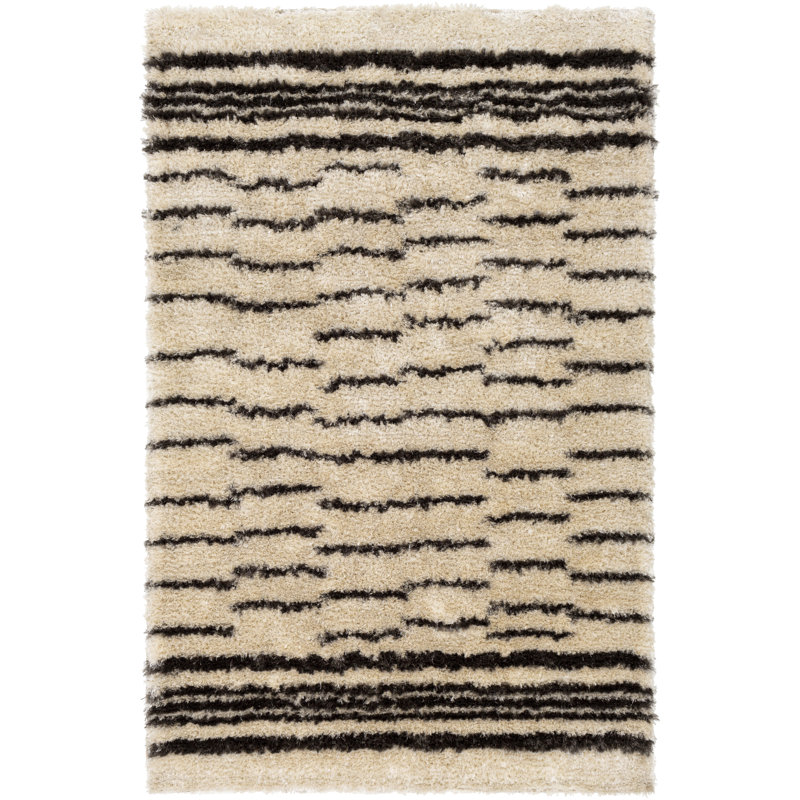 Amadi Striped Handmade Flatweave Camel/Black Area Rug, Rectangle 8'10" x 12'