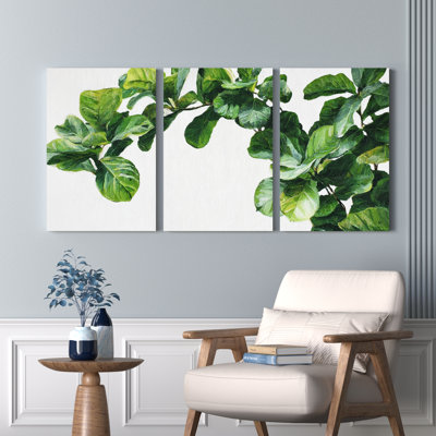 Feuille verte, impression botanique sur toile tendue, ensemble de 3 peintures à l'huile pour salon, chambre à coucher, décoration intérieure