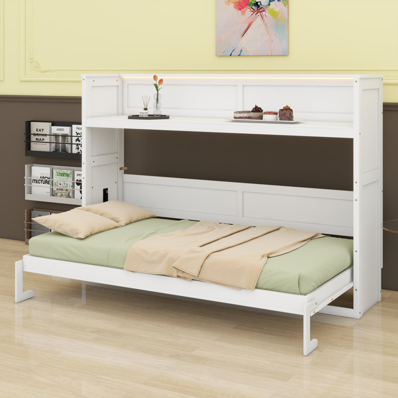 Lit escamotable avec bureau Murphy, Blanc