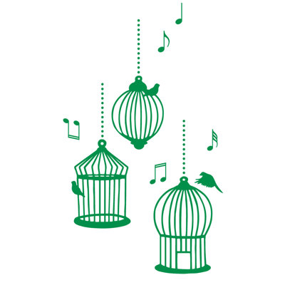 Décalcomanie murale cages d’oiseaux de chanson