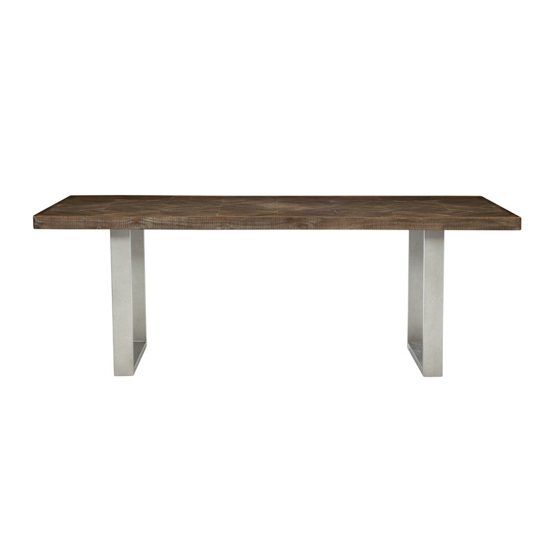 Sable Brown Reclaimed Wood Dining Table with Steel Base