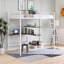 Lit mezzanine en métal, bureau intégré et tablettes-912354469