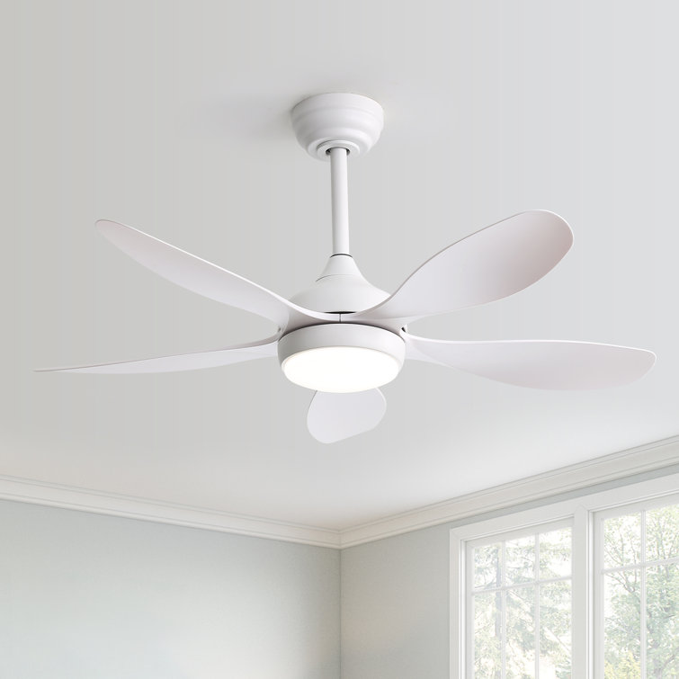 Damecia 42" 5-Blade Matte White 6-Speed Adjustable LED Ceiling Fan Light with Remote Control