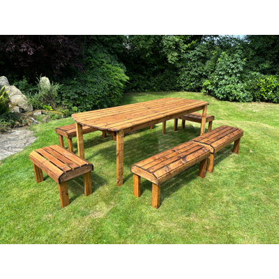 Mantua 10 - Person Wood Patio Dining Set with Oval Table