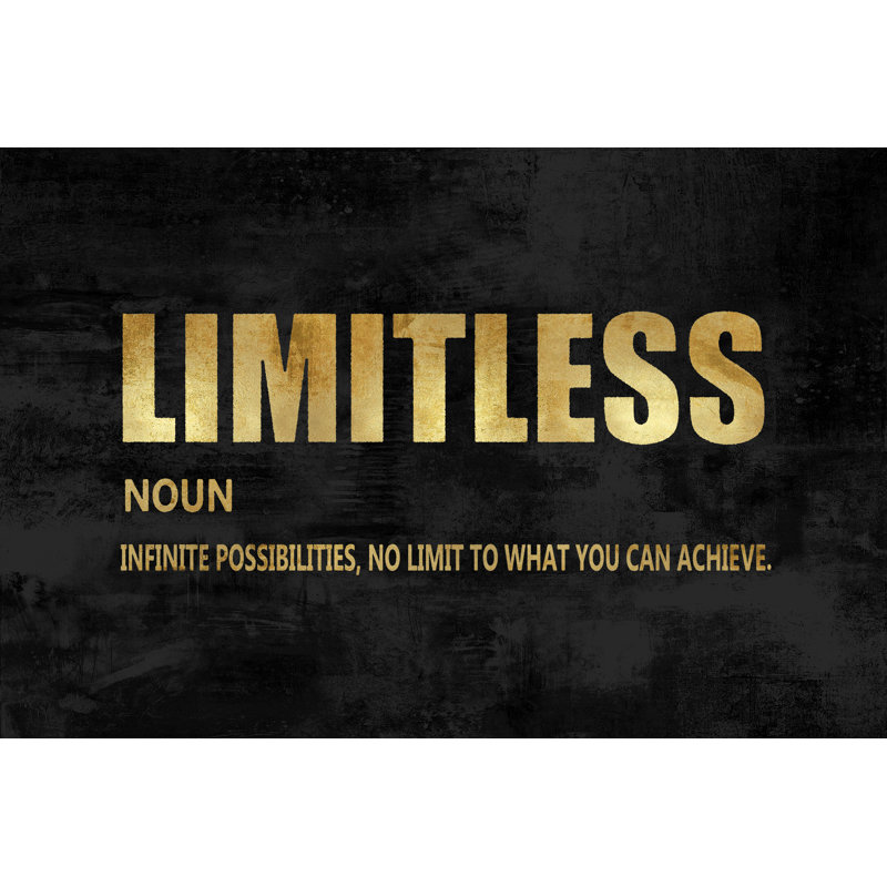 «Limitless Gold», art textuel sur toile tendue, H 8 po x l 12 po