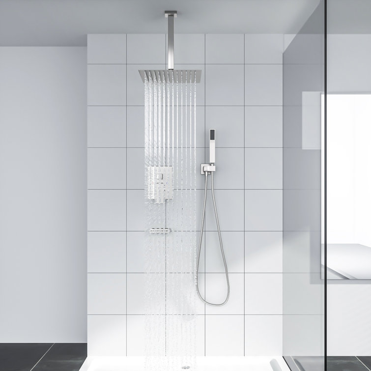 10” Ceiling Mounted Shower Head Dual Function Complete Shower System with Rough in-Valve and Bathtub Faucet