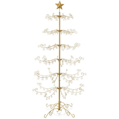 Wrought Iron Ornament Display Christmas Tree w/ Easy Assembly, Stand
