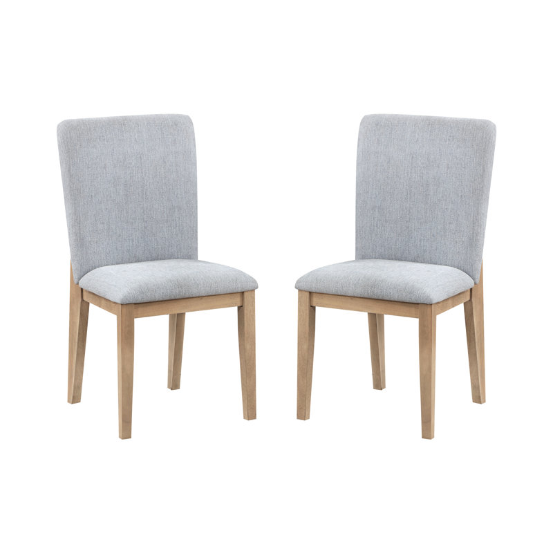 Chaises de salle à manger sans accoudoirs en lin gris et chêne de 19 po de profondeur, assise de 16 po de profondeur, dossier rembourré, parfait pour la cuisine