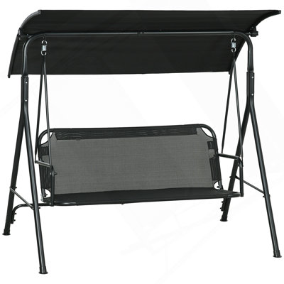 Balancelle d'extérieur 3 places avec coussin amovible, support en acier et auvent inclinable pour patio, jardin, piscine, balcon, cour