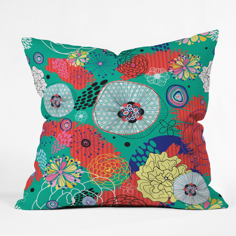 Flower Throw Pillow, 16" x 16"