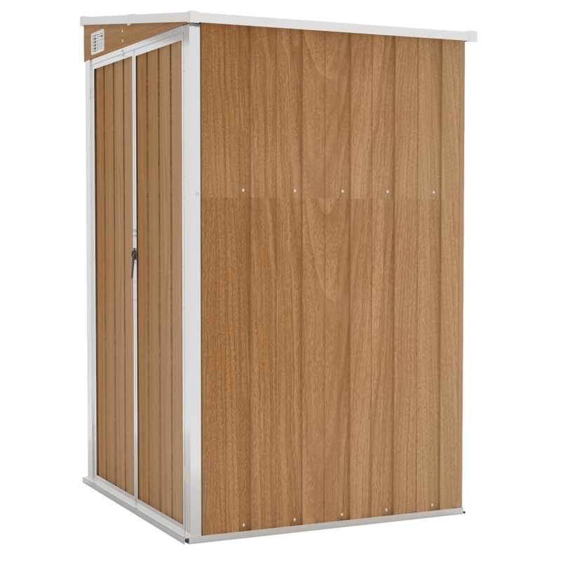 Wall-mounted Garden Shed Outdoor Tool Storage Shed Galvanised Steel, Brown, 260cm H x 100cm W x 114.5cm x D