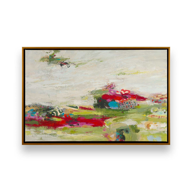 «Survol de l'aperçu II» par Janet Itsne, «Floater», reproduction encadrée sans passe-par, H 32 po x l 48 po, Doré
