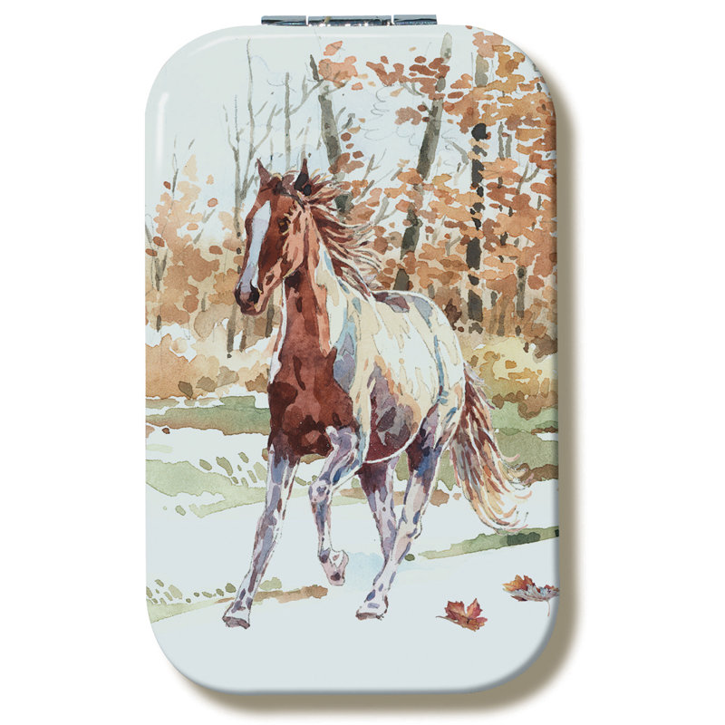 Wild Mustang Faux Leather Cover Compact Mirror