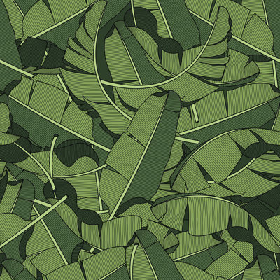 Palm Leaves, Dense Jungle. Tropical Background Seamless Vector Pattern. by Daria Voskoboeva - Wrapped Canvas Print