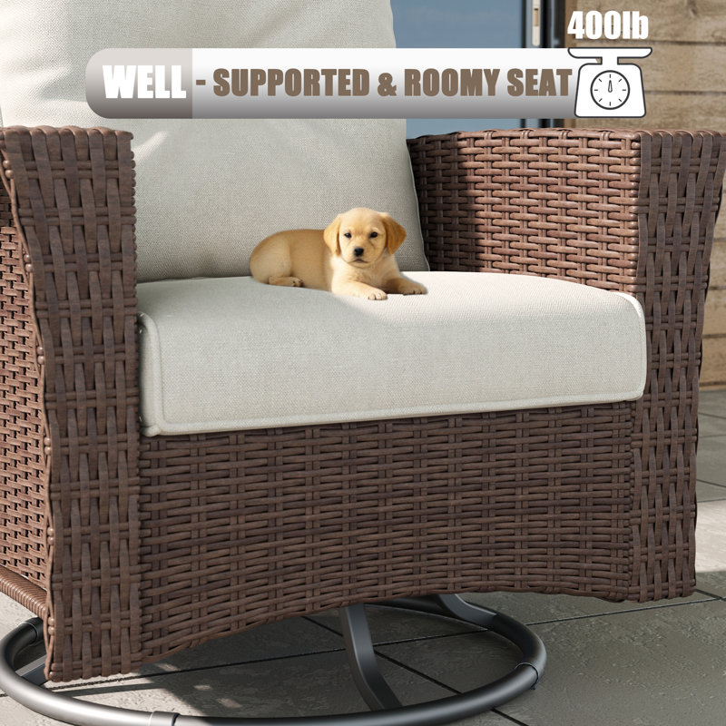 Metal Outdoor Chair, Beige, Brown