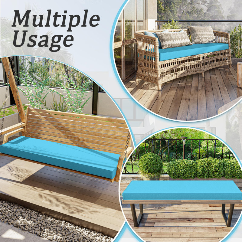 Outdoor 3.5'' Bench Seat Cushion, Available In 5 Sizes, 36" W x 18" D, Lake Blue