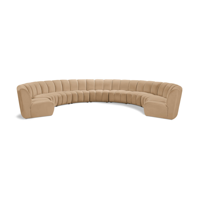 Canapé modulaire en velours Infinity, 9 pièces, Velours brun clair