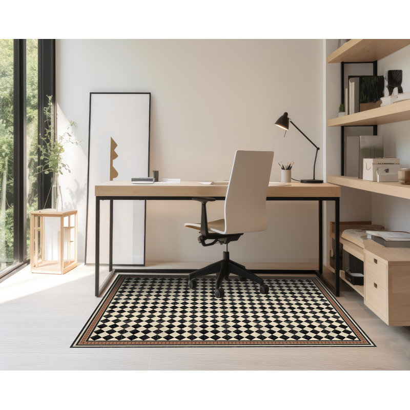 Calero Vinyl Machine Printed Area Rug, Rectangle 4'4.4" x 6'6.7"