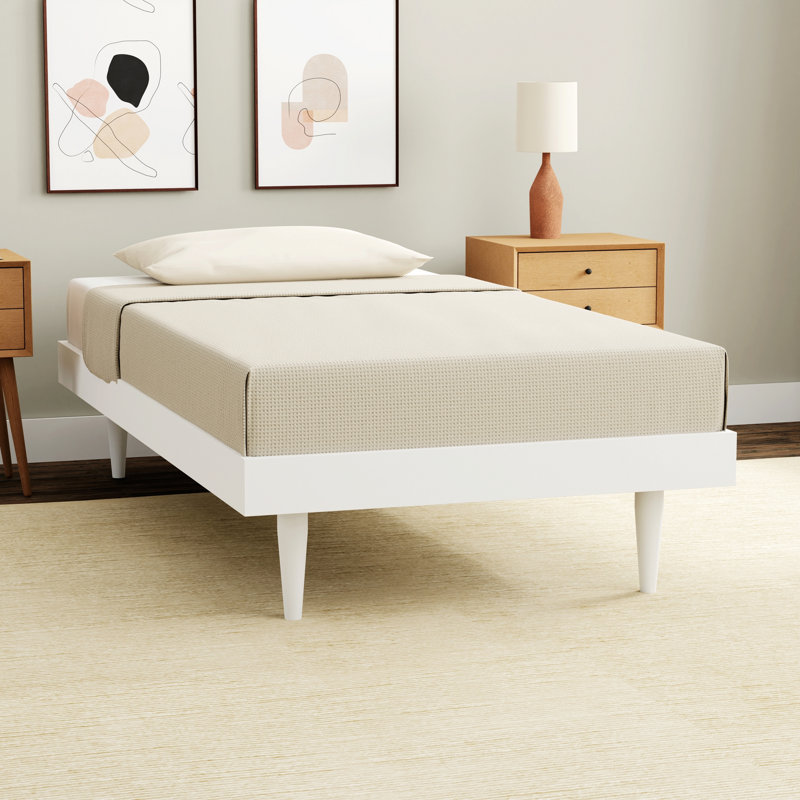 Base de lit plateforme en bois, White