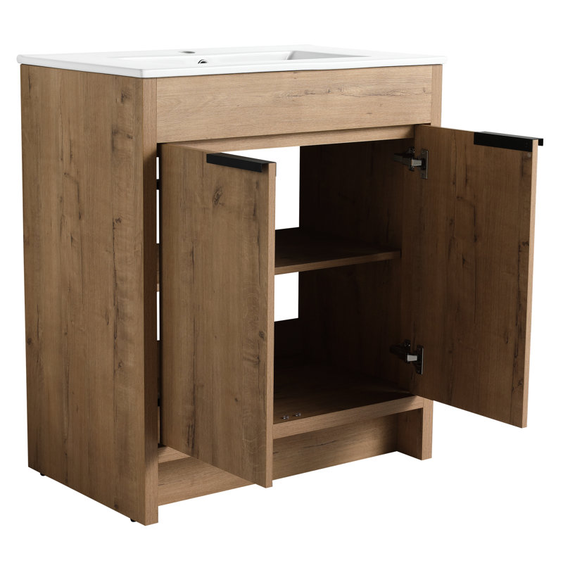 30" Bathroom Cabinet - Plywood Soft-Close Doors Adjustable Shelf Imitative Oak Bvb02430imo Vanity Freestanding Door Hinges