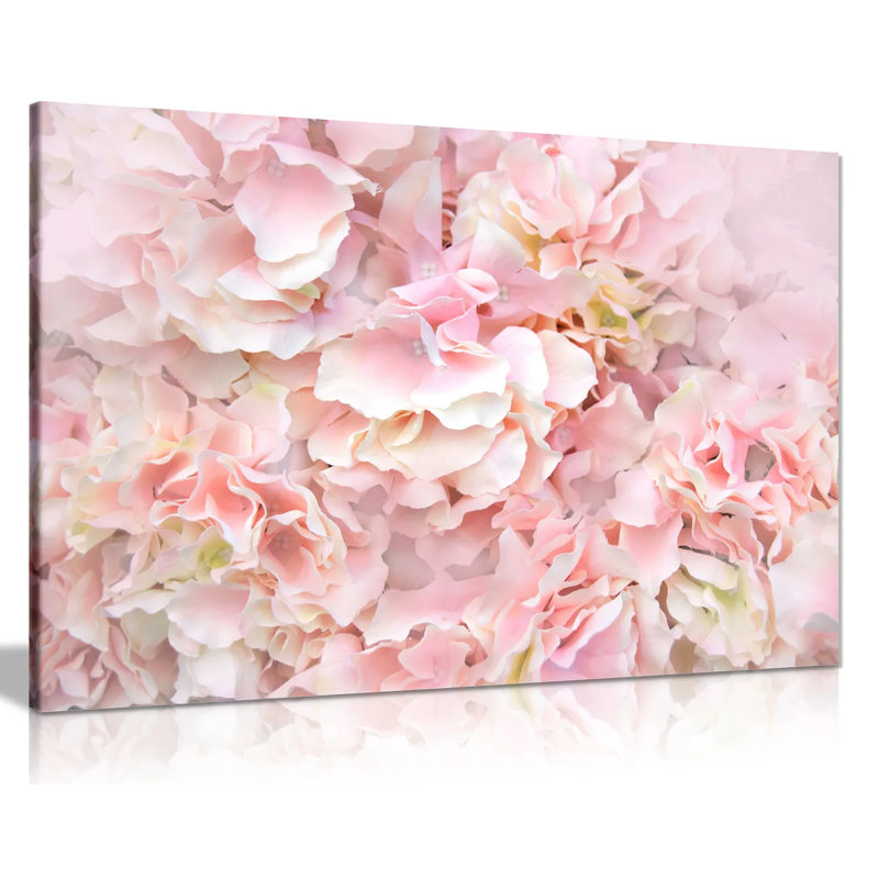 Pastel Pink Flowers Floral - Wrapped Canvas Print, 20cm H x 31cm W