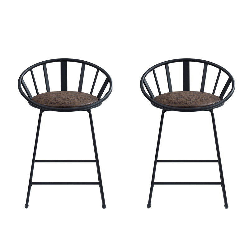 Ensemble de 2 chaises rembourrées noires à hauteur de comptoir