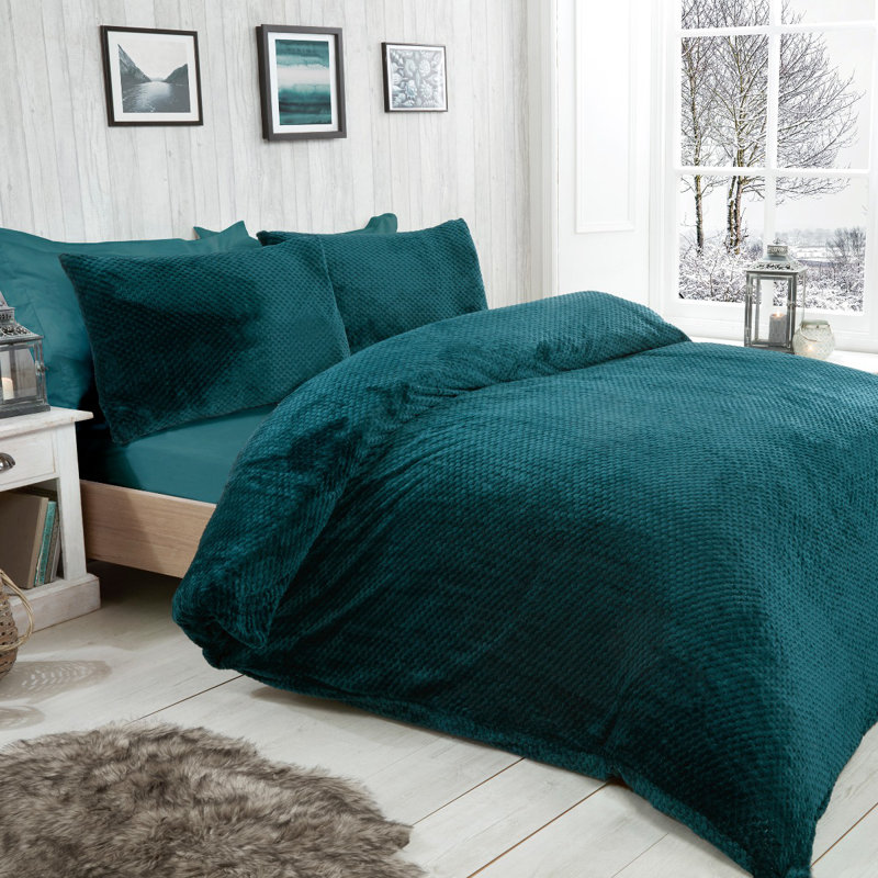 Buchanan Polyester Solid Colour Duvet Cover Set with Pillowcases Included, Kingsize - 2 Standard Pillowcases, Silver
