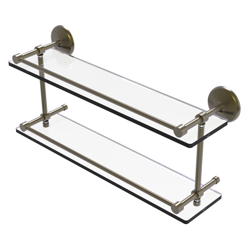 Tilney 2 Piece Tiered Shelf, Antique Brass, 8" H x 22" W x 5" D