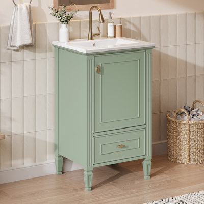 Meuble-lavabo de salle de bain avec lavabo en céramique