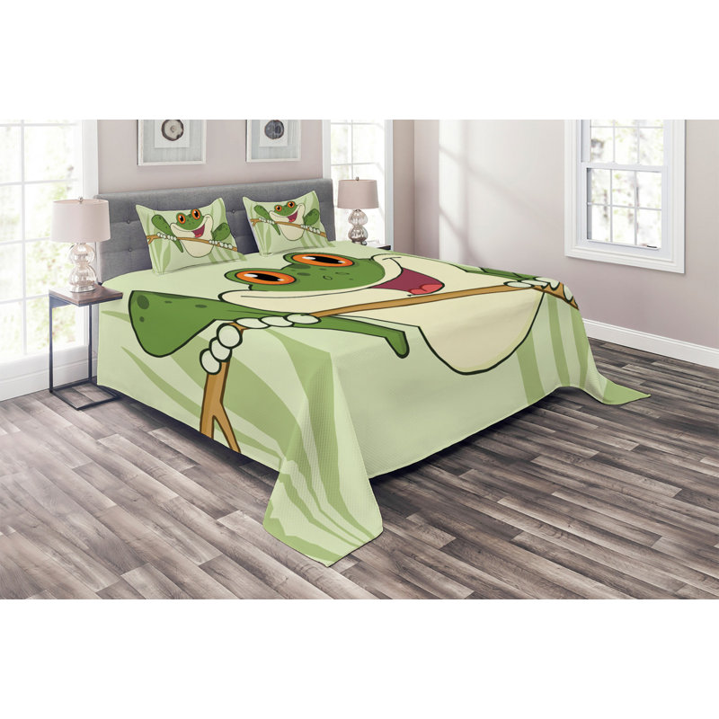 Polyester Coverlet, Green, Frog 2