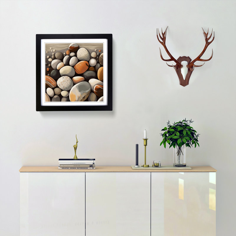 Pebbles - Framed Print, Black