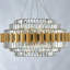 Aynath 16 - Modern Elegant Crystal Chandelier – K9 Gold Ceiling Light with Clear Jewel Droplets, Flush Mount E14 Bulbs for Dining Room, Bedroom, Living Room & Staircase