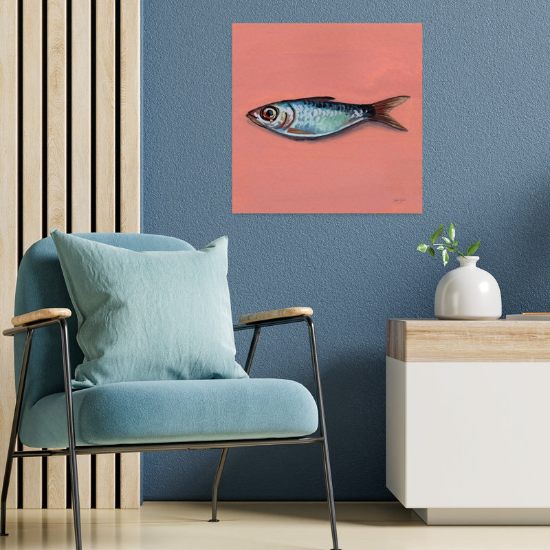 Contemporain simple sardine II avec art animalier noir, H 18 po x l 18 po