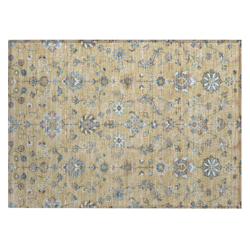 Machine Washable Indoor/Outdoor Chantille ACN2585 Traditional Rug, 1'8" x 2'6", Wheat