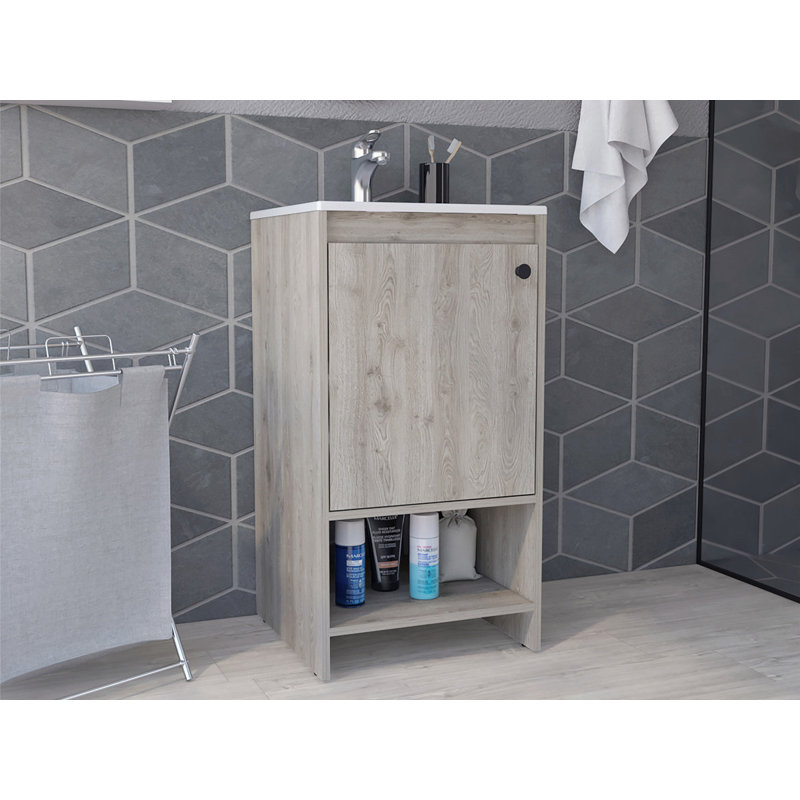 Meuble-lavabo de salle de bain Abondant, Gris clair