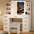 Adriel 55.1"h Makeup Vanity Desk With 9 Drawers, Glass Top & Power Outlet