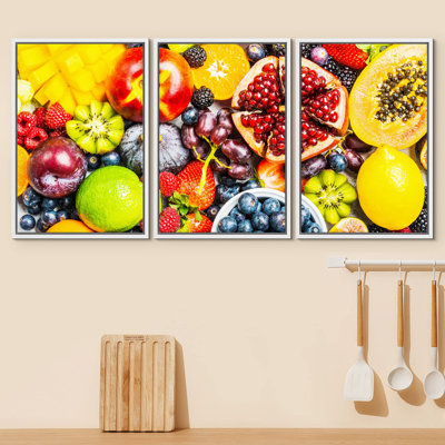 Papaya Pomegranate Apple Berry Variety Food Kitchen & Cooking Photography Realism Decor