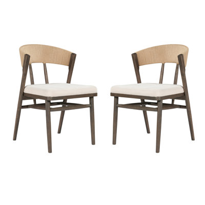 Zenoa Farmhouse Rubberwood Upholstered Dining Chairs with Handwoven Rope Backrest for Kitchen and Dining Room