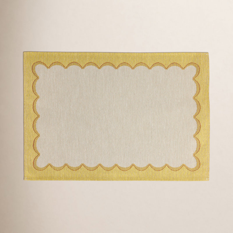 Napperons festonnés Tavola - ensemble de 4, Beige / Jaune