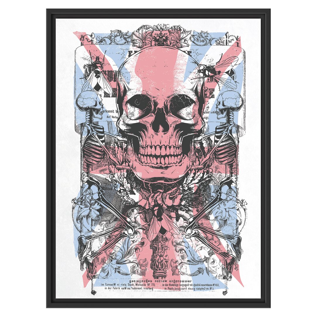 Gerahmtes Wandbild UK skull light