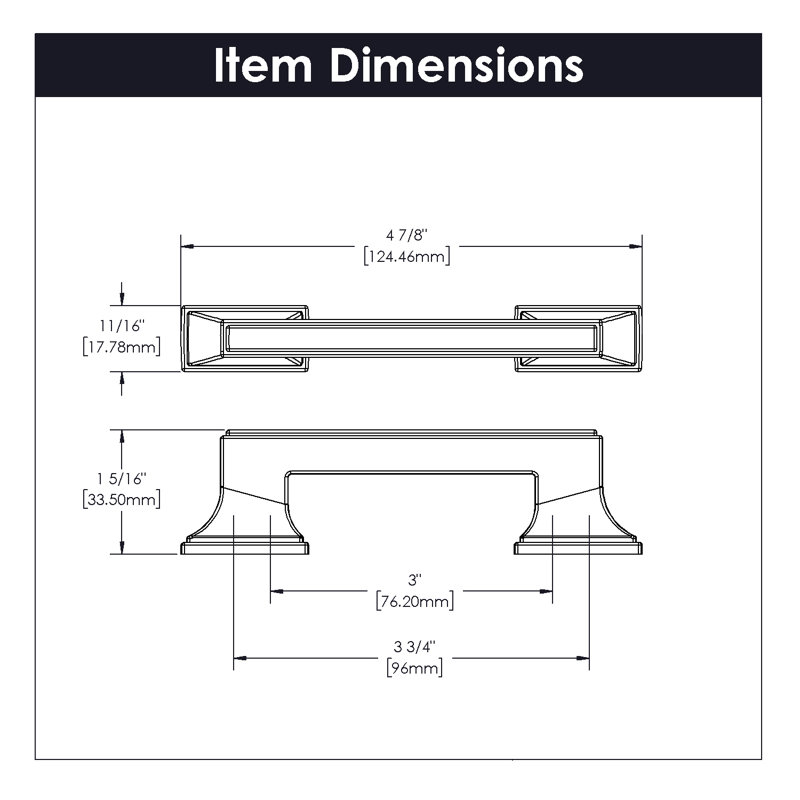 Brownstone Collection Handle Pull - Cabinet Pull - Transitional Hardware for Drawers & Cabinets, Matte Black, 3 3/4"