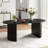 Fohoren Oval Dining Table Double Pedestal Kitchen Table-781556141-762420719