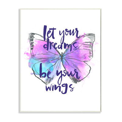 " Dreams Quote Purple Blue Butterfly Inspirational Sketch " by Jennifer Paxton Parker