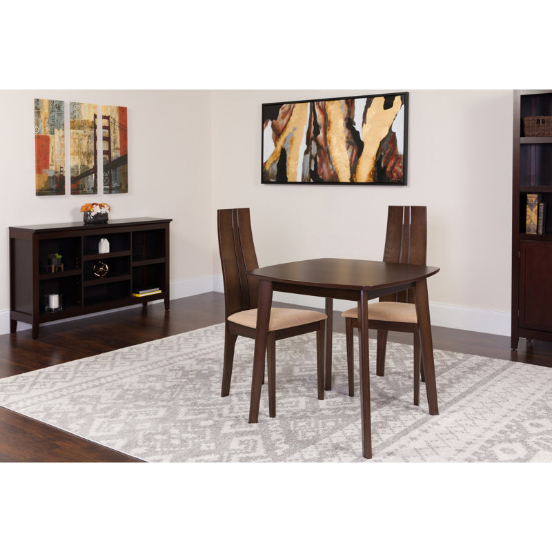 Hulbert Solid Wood Top Four Leg Dining Set, Espresso